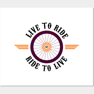 Violet bike wheel with winngs, Live To Ride, Ride to Live Posters and Art